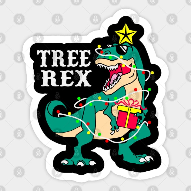 Tree Rex Funny T Rex Christmas Tree Dinosaur Lover Gift Sticker by BadDesignCo